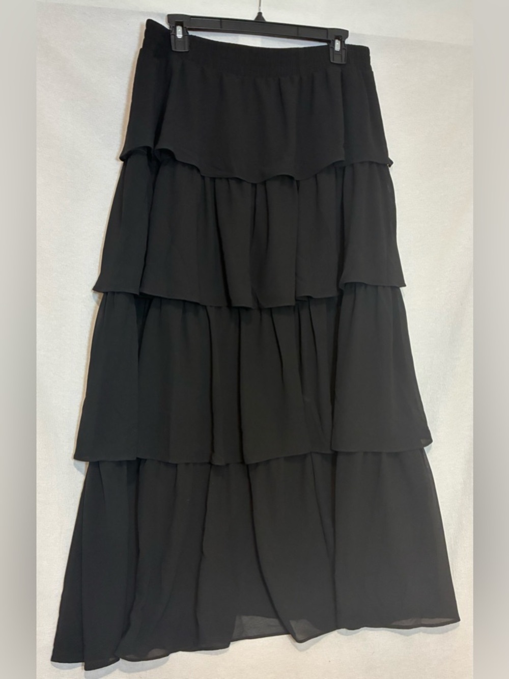 Three Bird Nest Maxi Tiered Sheer Skirt Black Women’s Size XL Summer Party Goth